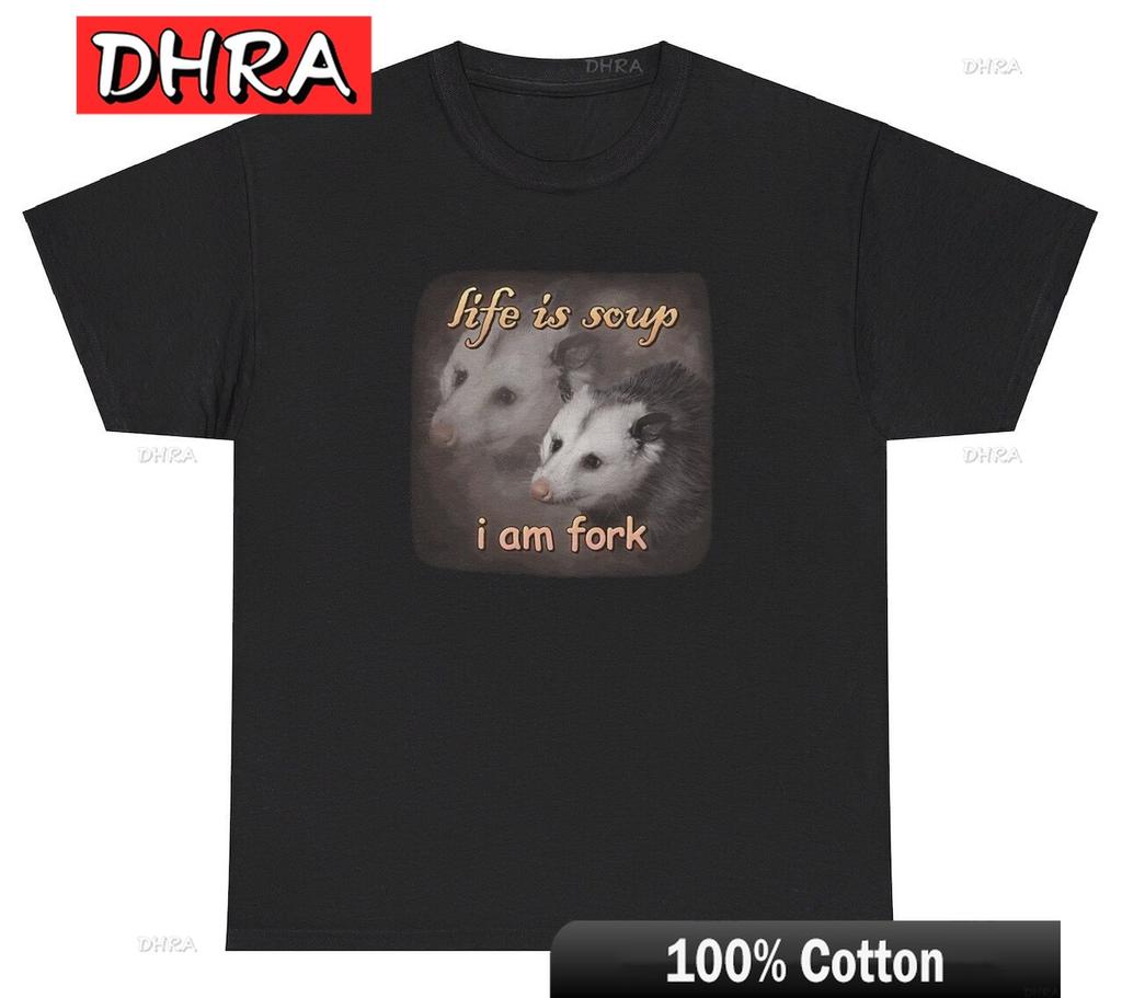 Life Is Soup I Am Fork Possum TShirt Funny Oddly Specific Dank Meme Gag Gift Tee Retro Stylish Funny Graphic Cotton Tees TShirt