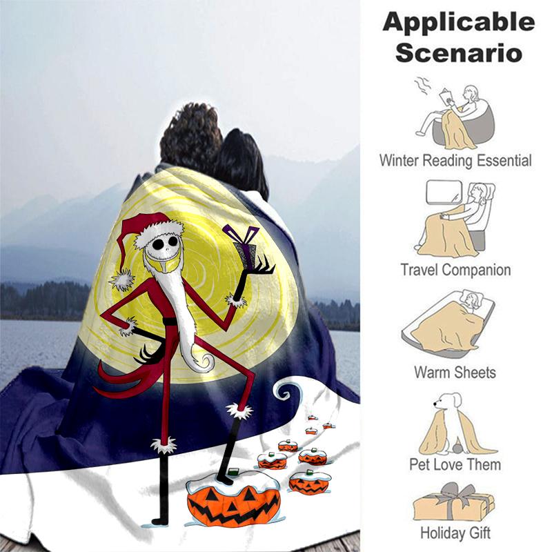 1Pc Nightmare Before Christmas Blanket Soft And Comfortable Casual Warm Camping Travel Christmas Halloween Gift M921526