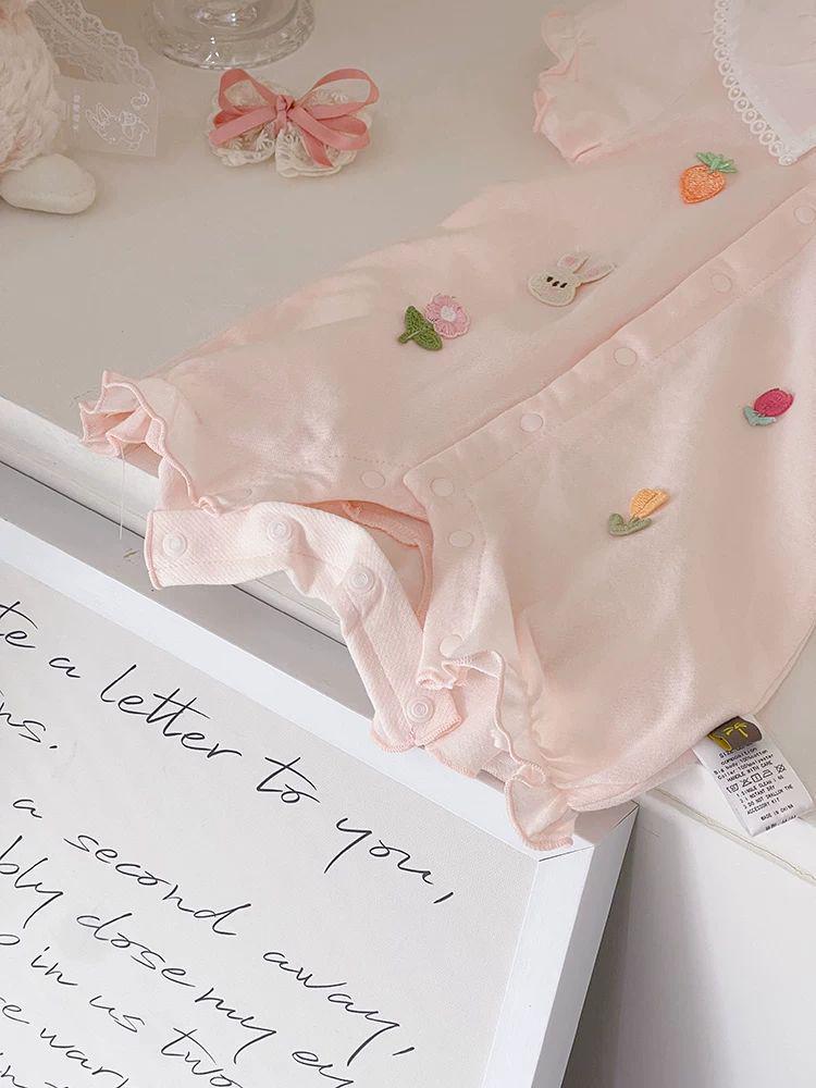 Летний комбинезон с коротким рукавом для новорожденной девочки 2025 - Сладкий и милый наряд