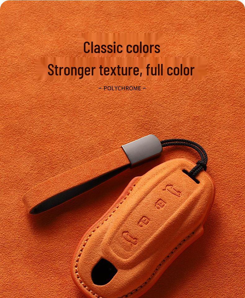 Suede Key Cover with Buckle for Porsche Macan 4, Fits 25 Models, Pure Electric & Jincheng Edition