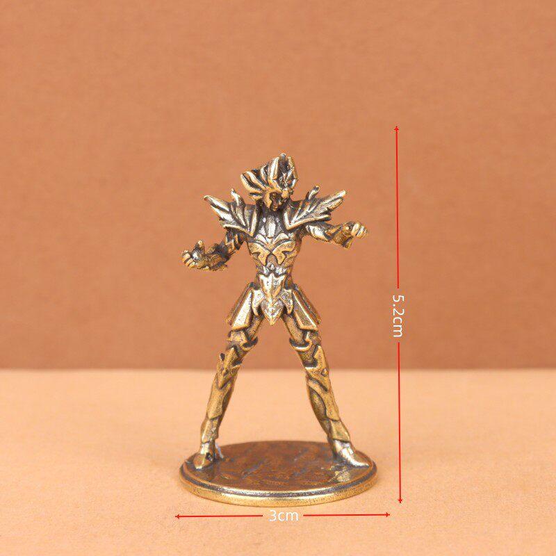 Золотой Святой Латунные Мини-фигурки Двенадцати Зодиаков Saint Seiya Украшение Мультяшная модель Настольное украшение Медный Подарок