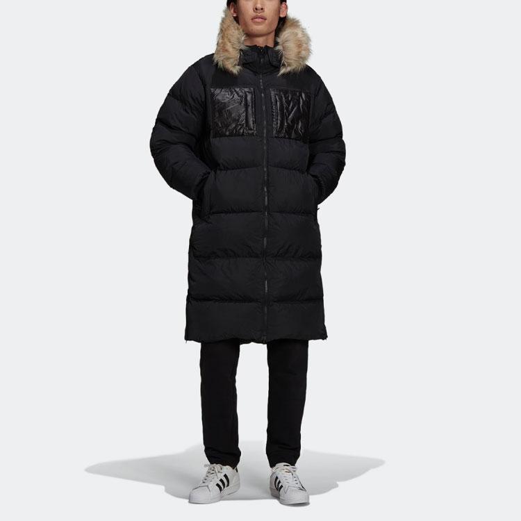 adidas Regen Puff Длинный повседневный теплый пуховик с капюшоном Мужская верхняя одежда Черный H11803