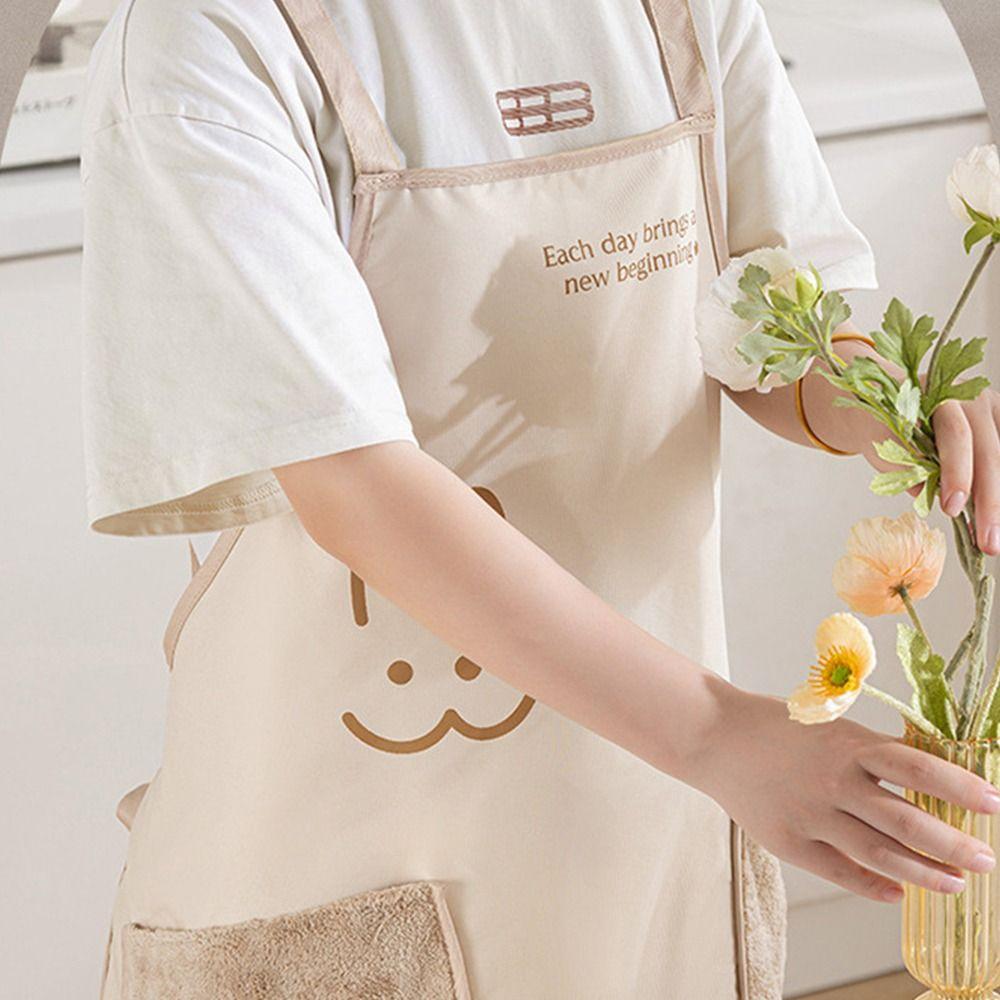 With Hand-wiping Kitchen Apron Cartoon Rabbit Kitchen Smock New Cooking Work Clothes