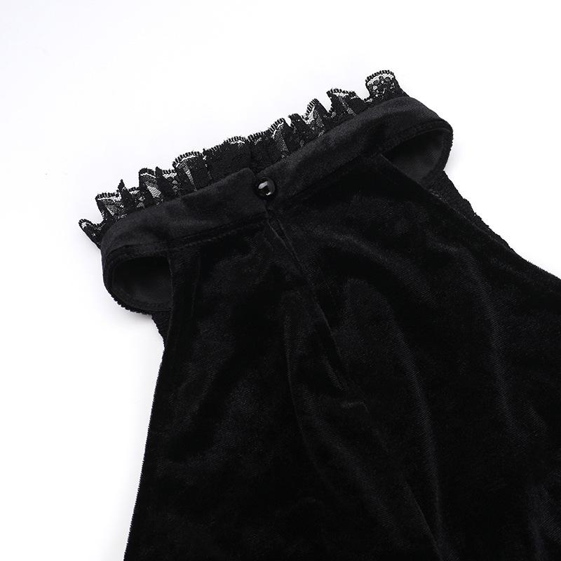 AltGoth Palace Style Готическое бархатное платье для женщин Хэллоуин Fairycore Grunge кружевное пэчворк халтер с высокой талией корсетное платье праздничная одежда
