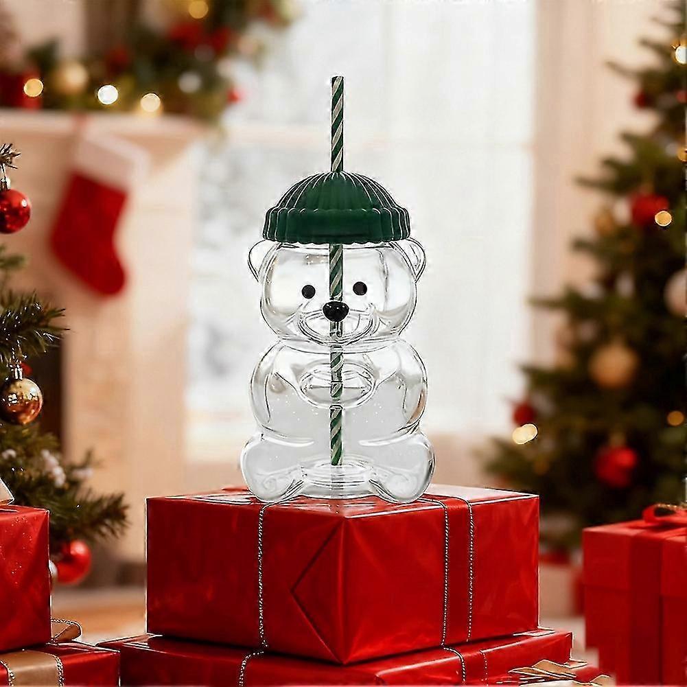2025 Bear Straw Cup - Cute 19oz Glass Mug with Straw, Large Capacity