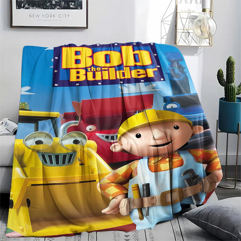 1PC Bob the Builder Print Flannel Blanket, High quality All Seasons, Home Decor, Warmth and Comfort, Perfect for Christmas Gifts