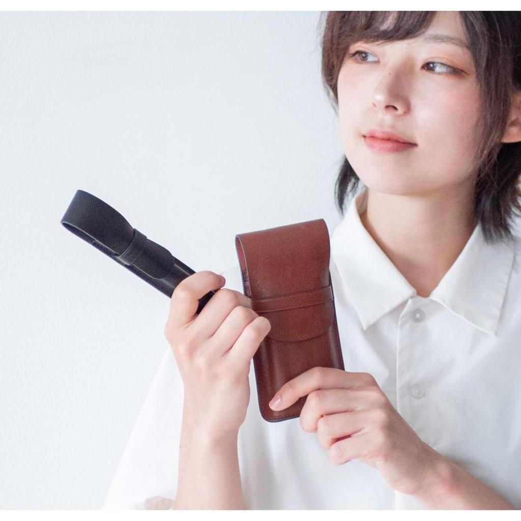 Чехол для ручки из натуральной кожи для 1 перьевой простой и итальянской карандашной ручки, держатель для ручки темного цвета [Dom Teporna] Ручка, Стильный, Кожаный, Компактный, Чехол, Держатель,