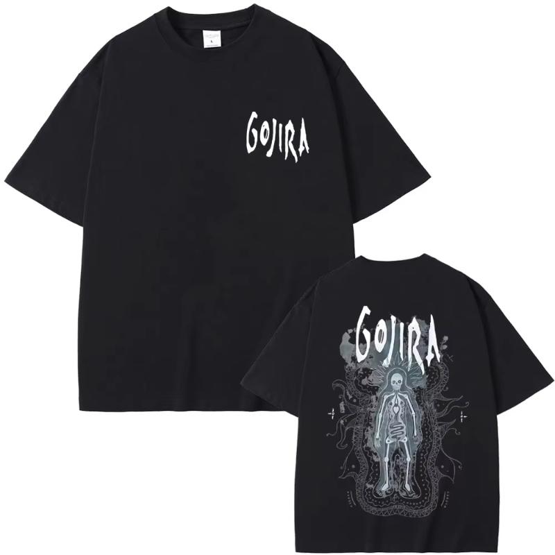 Метал-группа Gojira The Flesh Alive Графическая футболка со скелетом Унисекс Женская Модная Оверсайз Футболки Унисекс Повседневная Хлопковая Футболка