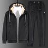 Men's Fleece Hooded Cardigan & Sweater Suit - Warm Casual Wear for Autumn/Winter