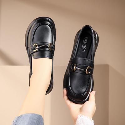 Новые мокасины весна и осень женские одинарные туфли рабочие черные кожаные туфли плоские удобные мягкие подошвы туфли для мам среднего и пожилого возраста