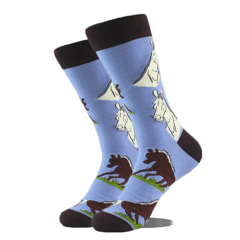 Happy Funny Socks Men Animal Lion Sloth Shark Crazy Design Sokken Unisex Novelty Violin Carrot Crew Skateboard Calcetines Hombre