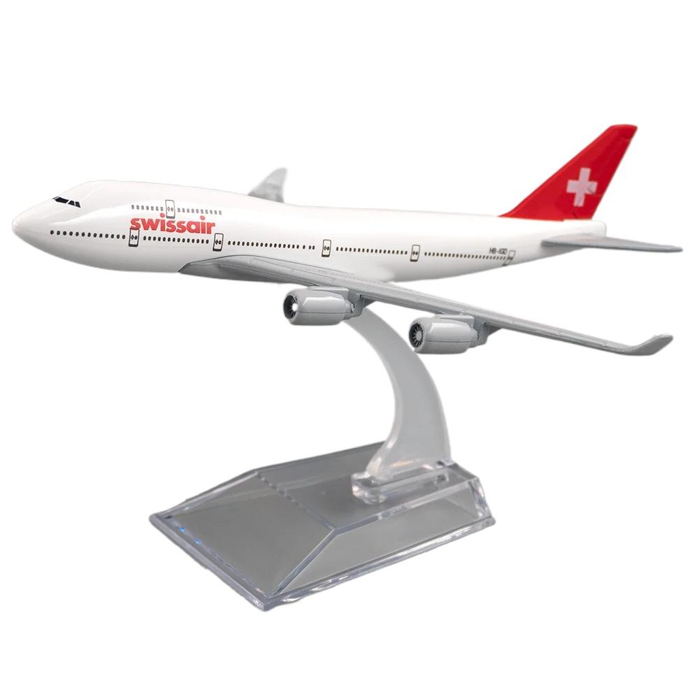 Масштабная модель самолета 1/400 Boeing 747 Swiss Air 16см Сплав Самолёт B747 Подарок для Детей Девочек для Украшения Дома