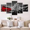 Landscape Red Bus In London Bridge 5 Panel Canvas Painting Posters and Prints Wall Pictures Home Decor Living Room No Frame