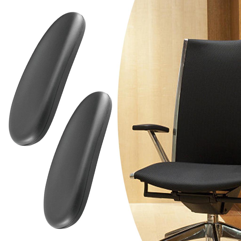 2 Replacement Gaming Chair Armrest Pads Easy to Install Simple Line Accessories Black PU Universal