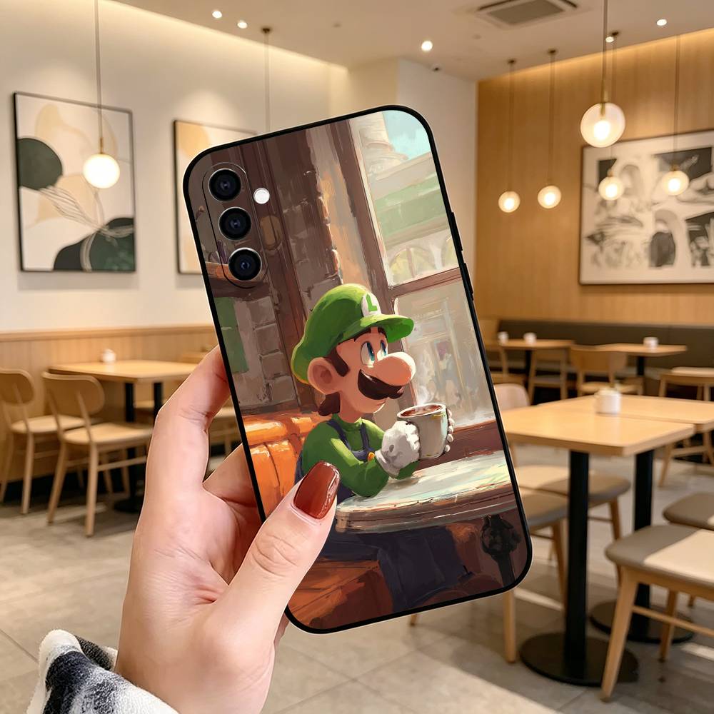 cartoon Super-Z MarioS Bros Phone Case Black Silicone Soft For Samsung Galaxy A73,A72,A71,A70,A53,A52,A51