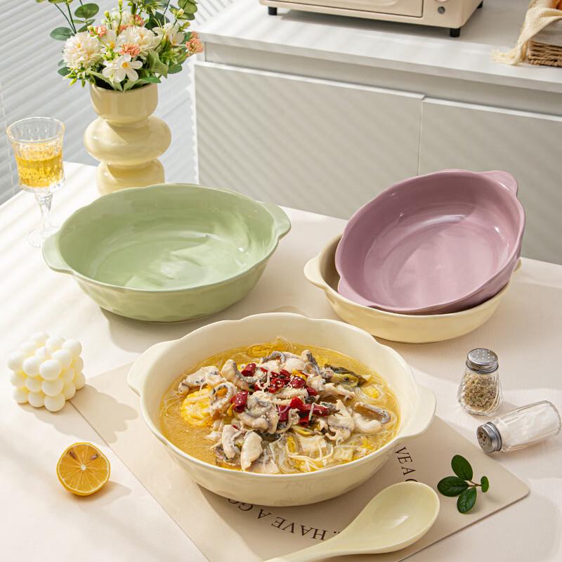 Minimalist Cream Ceramic Large Soup Bowl