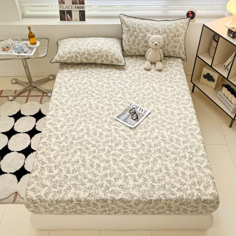 1pc 100% Cotton Fitted Sheet Elastic Bedsheet Breathable Bed Cover Home Bed Linen Sheets Drap De Lit (Pillowcase Need Order)