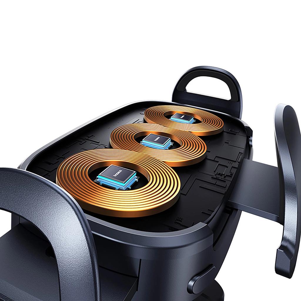 Baseus Lightchaser Bs-Cm029 Car Holder With Triple Coil Inductive Charger - Black