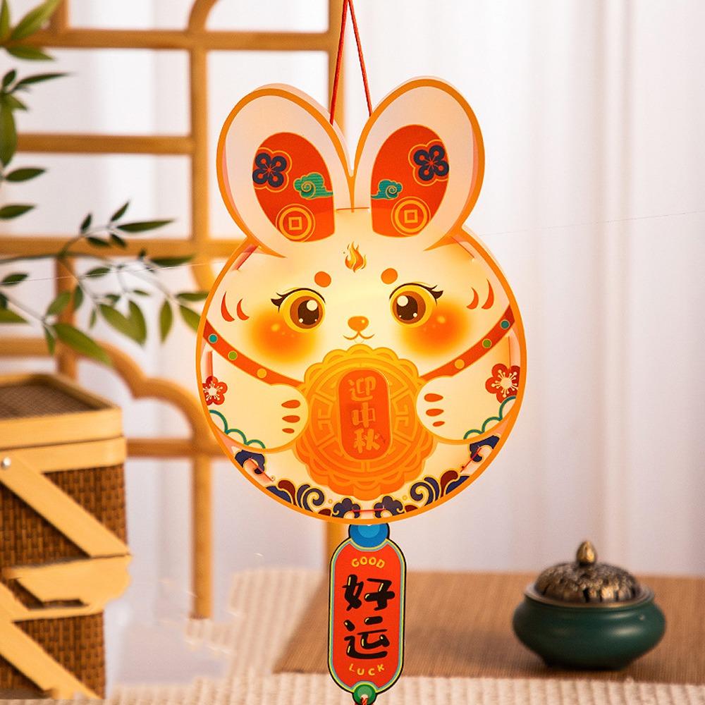 Cartoon Mid-Autumn Rabbit Lantern Handmade LED Lantern Toys Handheld Rabbit Lantern  School Project