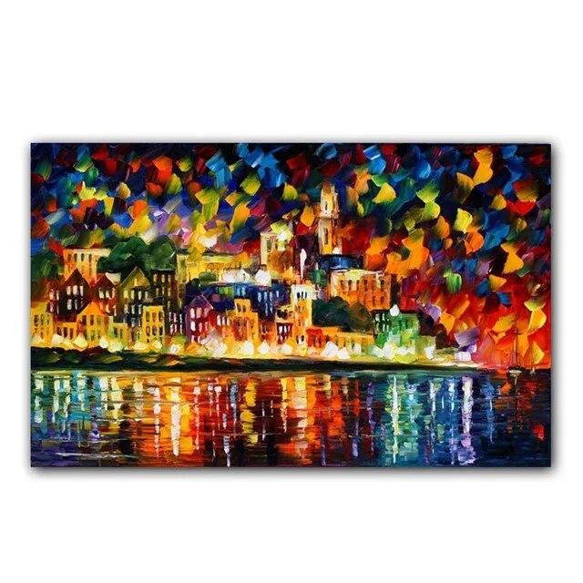 Всемирно известный уличный пейзаж, холст, картины, ночная сцена, холст, картина, европейская картина маслом, печать для декора стен гостиной, без рамки
