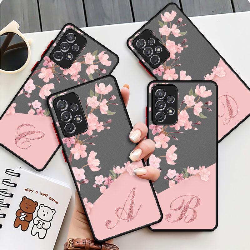 Матовый чехол Flower Letter Pink ABC для Samsung Galaxy A52 A12 A51 A32 A21s A71 A32 5G A12 A22 A53 A70 A50 A30, жесткий чехол для телефона