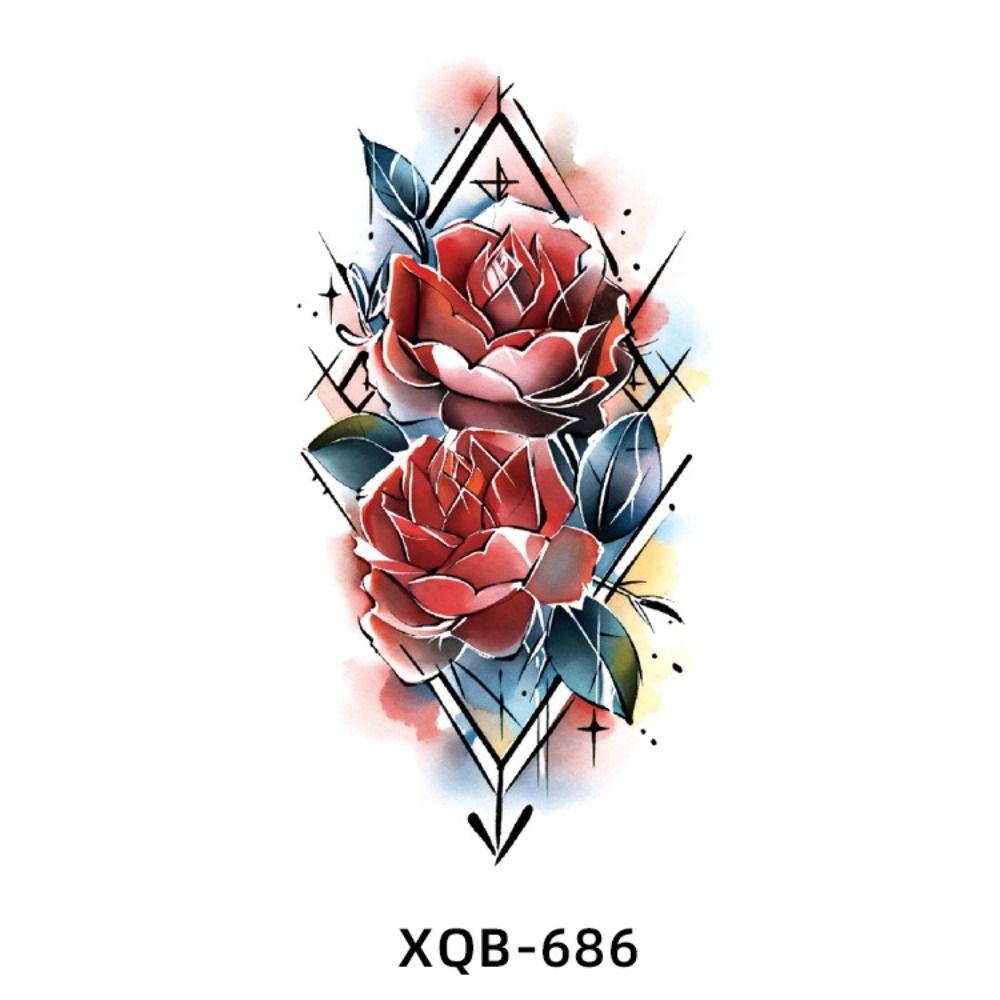 Цветная цветочная татуировка на руку, женская цветочная татуировка на груди, новая временная татуировка