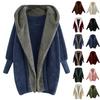 Vintage Loose Plush Coat Women's Fashion Long Sleeve Hooded Warm Solid Color