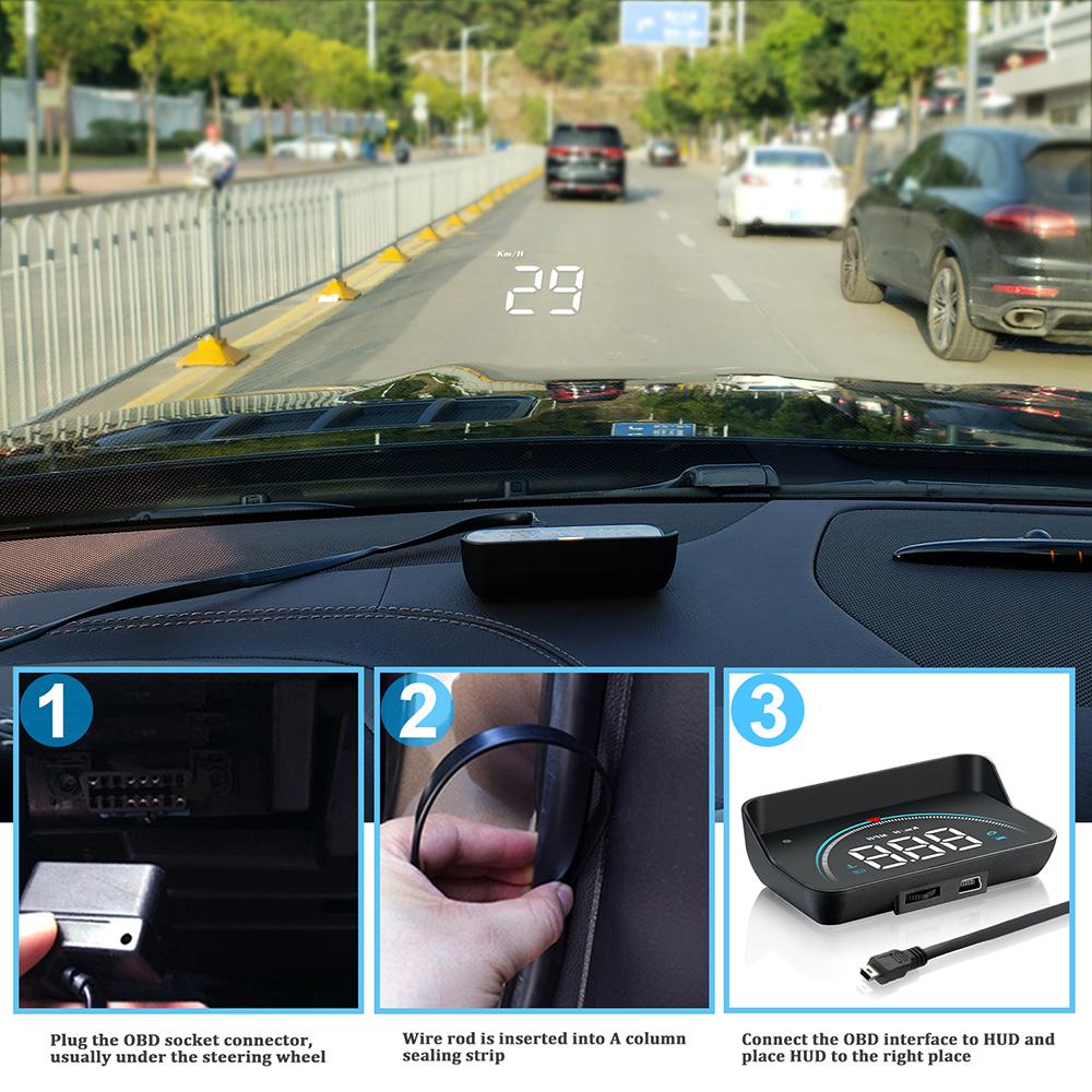 M8 For HUD OBD Car Head-Up Display OBD2 16 Screen Display Overspeed Voltage Warning Electronic Car Electronics Accessories