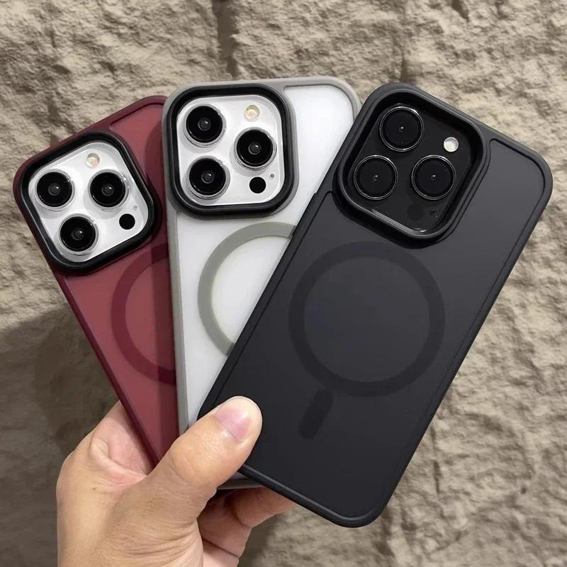 Оригинальный матовый магнитный чехол для телефона для iPhone 17 Air 16 15 14 12 11 13 Pro Max Для Magsafe Беспроводная зарядка Полупрозрачная крышка