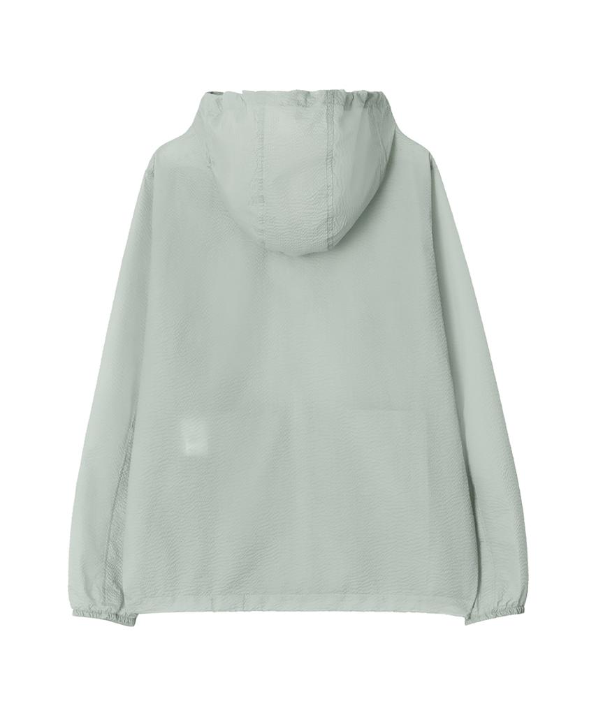 OANO Embossed Zip Hoodie / Silver Green