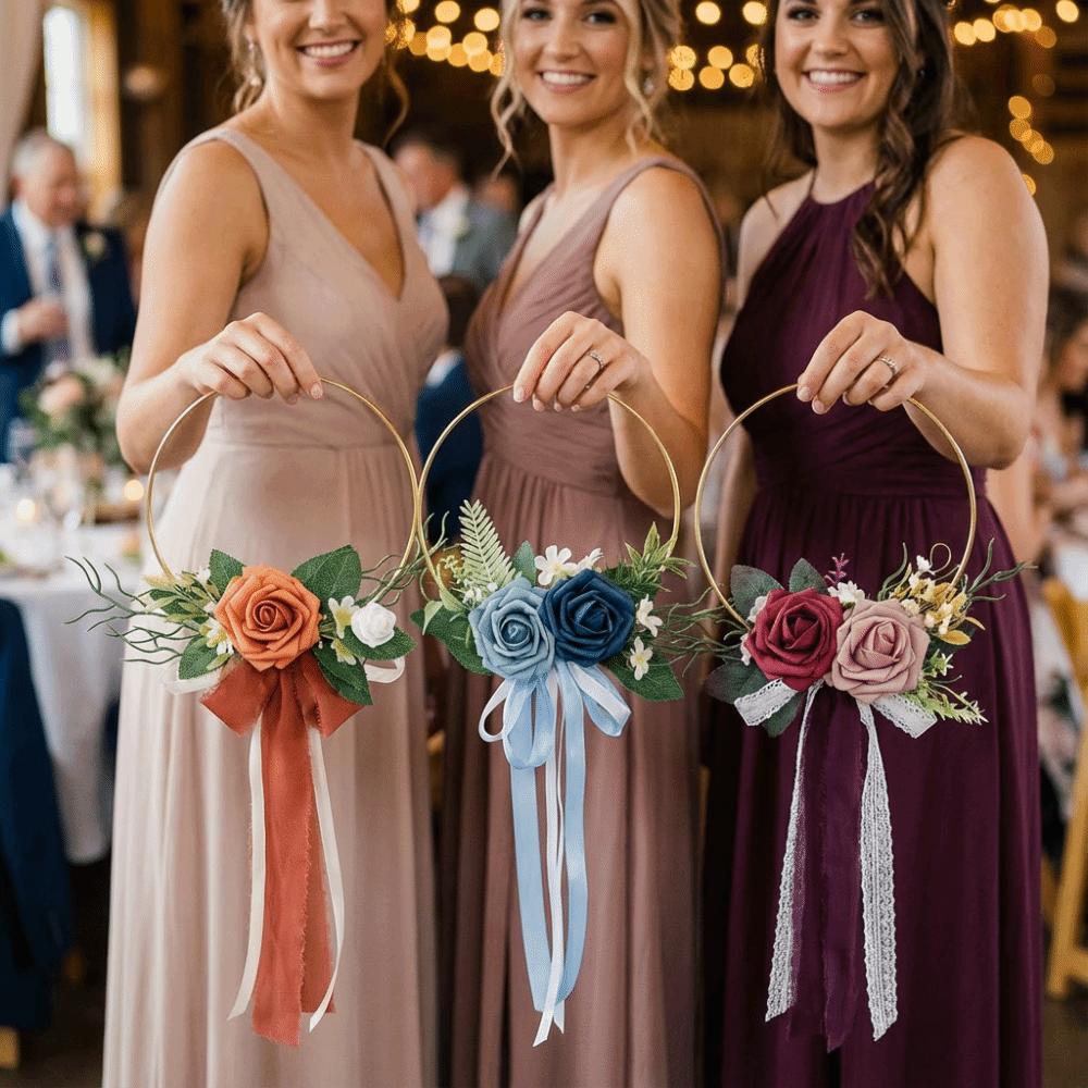 Elegant Wedding Gold Hoop Bouquet Romantic Wedding Decor Wreath  Anniversary Celebrations