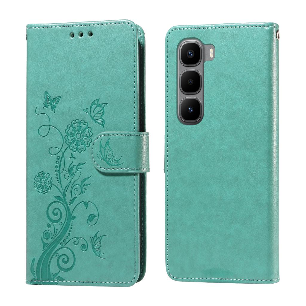 For Infinix Hot 60 Pro+ 4G Leather Case Butterfly Floral Imprint Wallet Stand Cover
