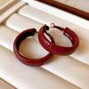 Анкара Красный Иглы Серебра Капли Масла Серьги-кольца: Женский ретро стиль Гонконга, универсальный, с уникальным дизайном.