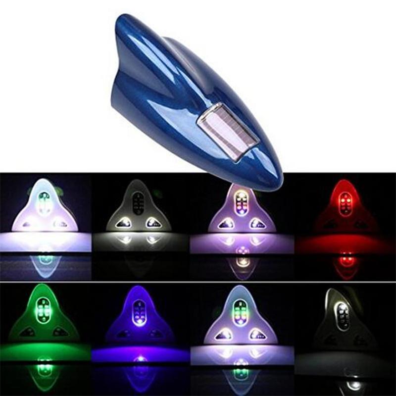 Black Shark Fin Antenna Remote Control Solar Charging With Led Warning Lights