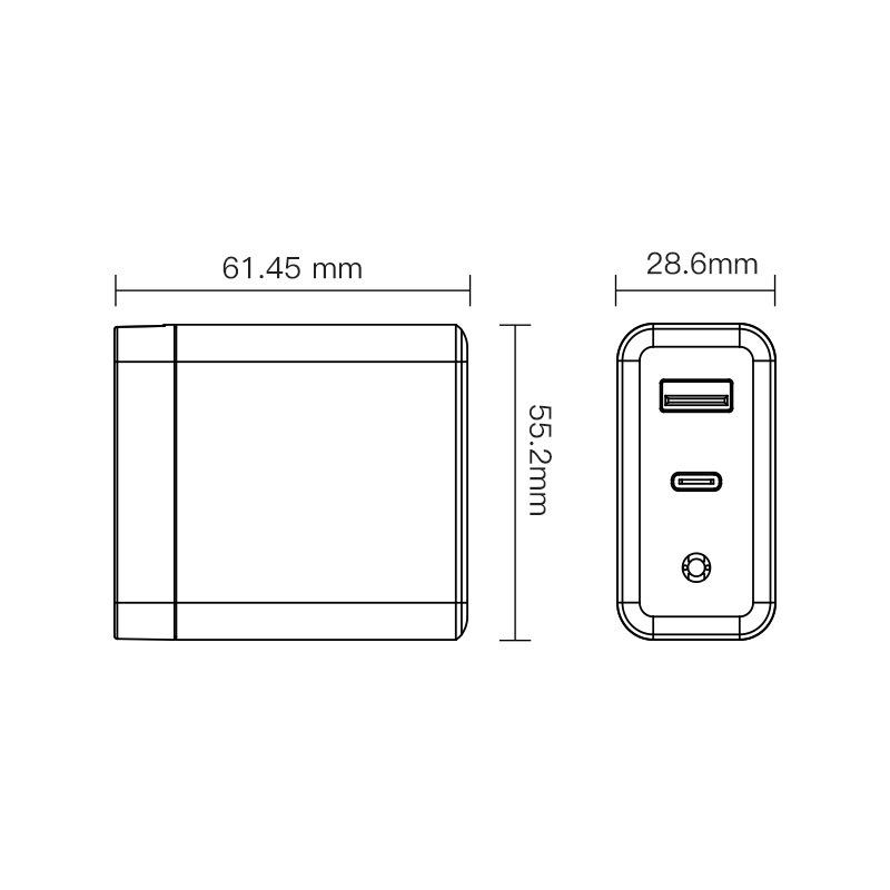 40 Вт Зарядное устройство на основе азида галлия (США) 1C1A Многопротокольное PD20 Вт+QC3.0 Двухпортовое PPS Независимая быстрая зарядка