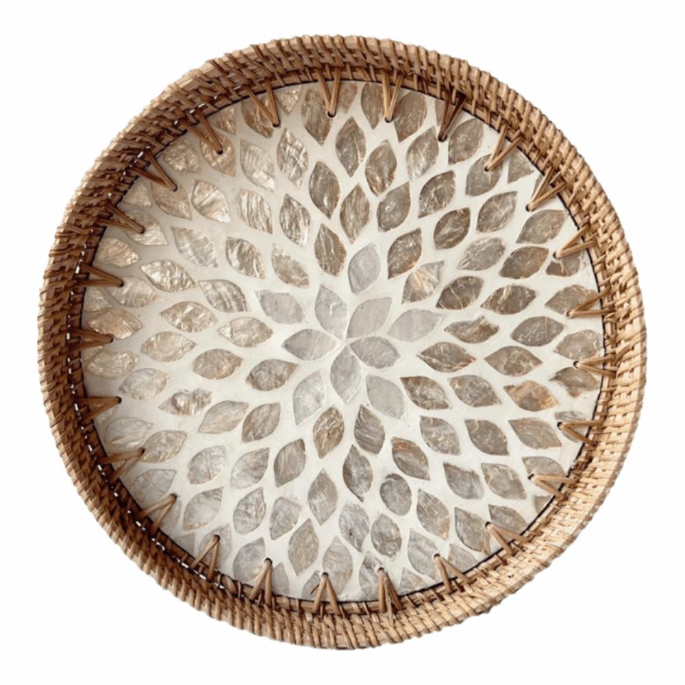 Round Rattan Tray Handmade Decorative Tray Storage Tray Woven Tray Table Tray