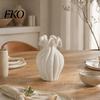 Gentle Healing Floral Arrangement Modern Flower Vase, Minimalist Holder, Decorative Ribbed Texture Vase with Special Shaped Wavy Rim, Ideal for Dried