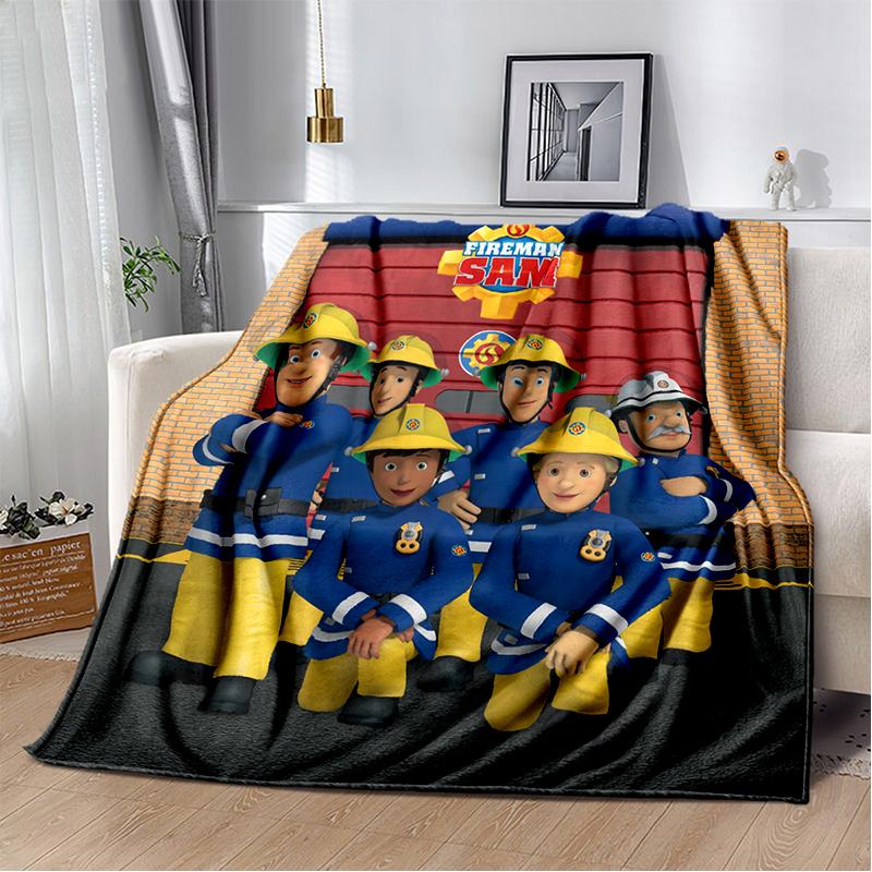 3D Classic Fireman Sam Child Cartoon Blanket,Soft Throw Blanket for Home Bedroom Bed Sofa Travel Picnic Cover Kids Gift