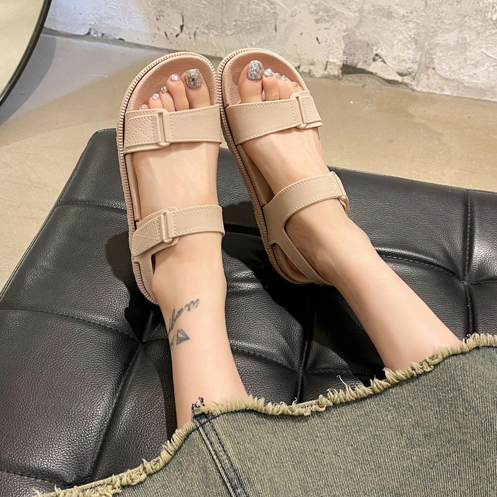 One-word Sandals Women's Summer New Wear Fashion Casual Platform Velcro Student Roman Open-toed Beach Shoes