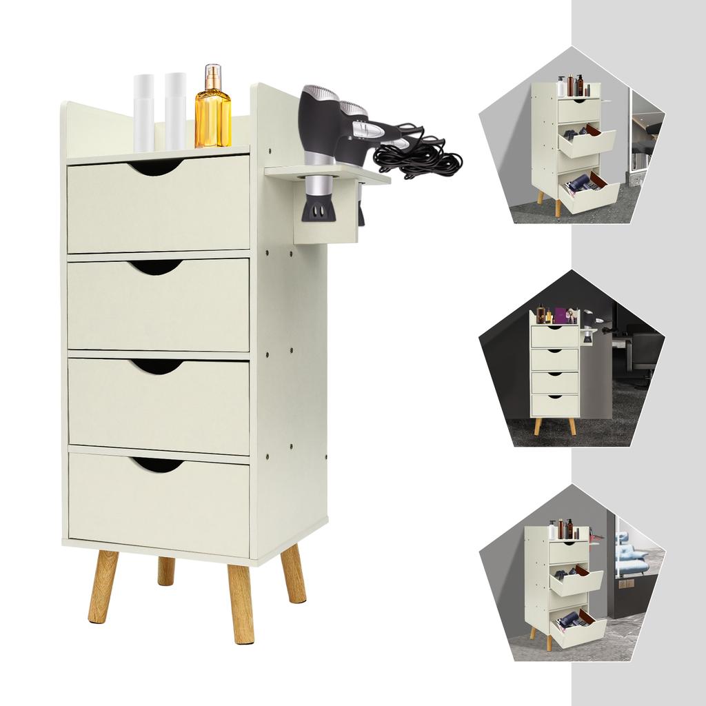 Шкаф для хранения с 4 ящиками, Черный/Тепло-белый/Мраморный цвет, Органайзер для салона красоты и парикмахерской 35*30*81см для парикмахерских, салонов красоты