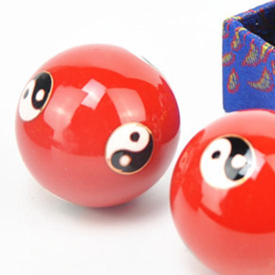 2Pcs/Pair Meditation Ball Dragon Phoenix Pattern Finger Exercise Enamel Color Yin Yang Fitness Handball for Gift
