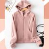 Осень Зима Однотонный Свободный Повседневный Худи на Молнии Женский Бархатный Теплый Кардиган Топ