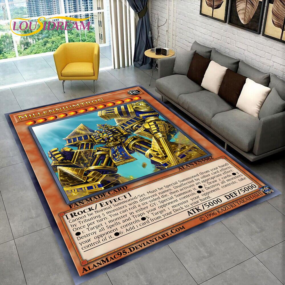 3D Monster Gold Card Cartoon Yu-Gi-Oh Anime dack magician Game Carpet Rug for Bedroom Living Room Home Sofa Decoration,Floor Mat