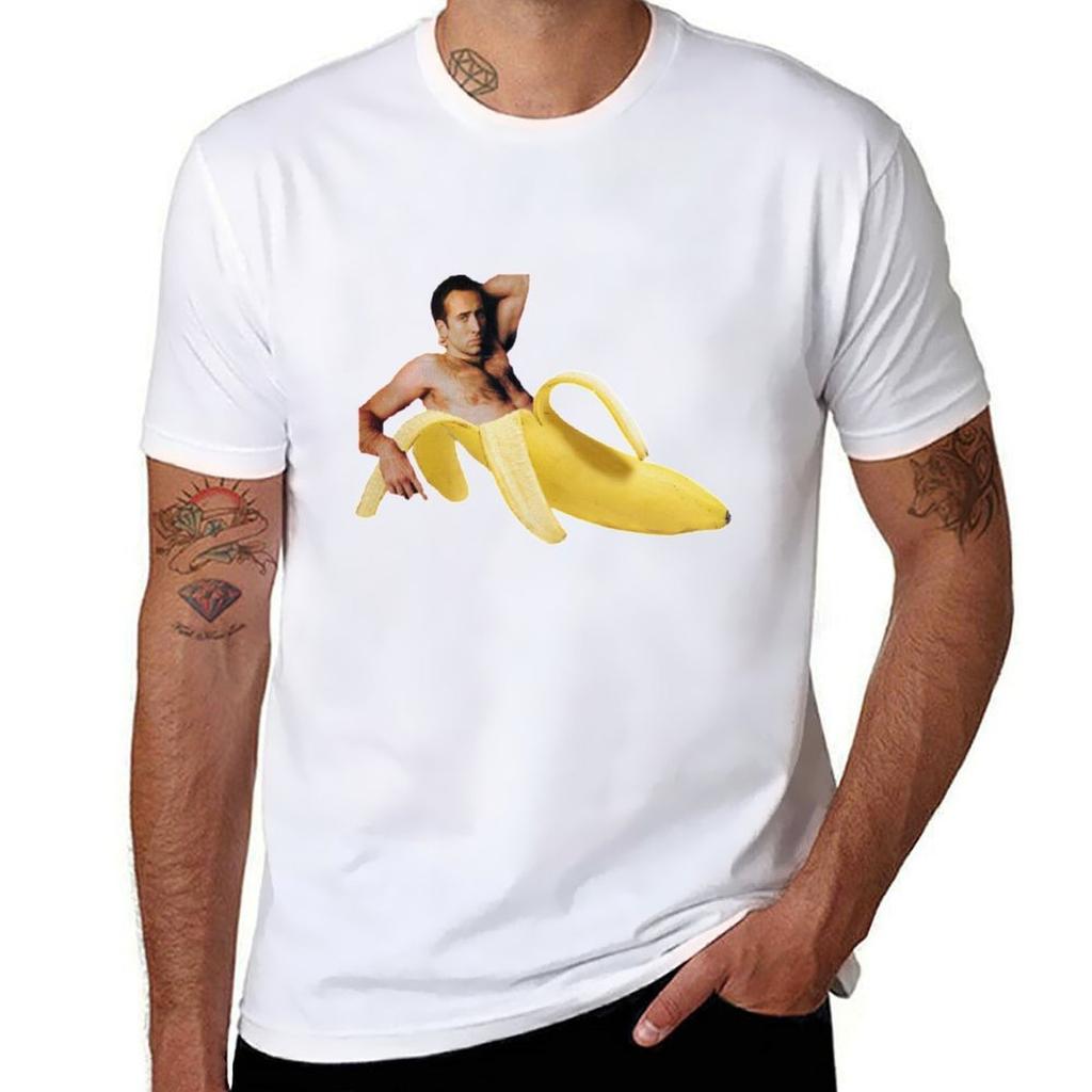 nicholas cage banana TShirt Summer Holiday Casual Tee
