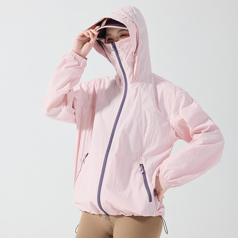 Ice silk outdoor sunscreen clothing for women, light and breathable skin clothing, hooded UV protection UPF10 + sunscreen clothing for men