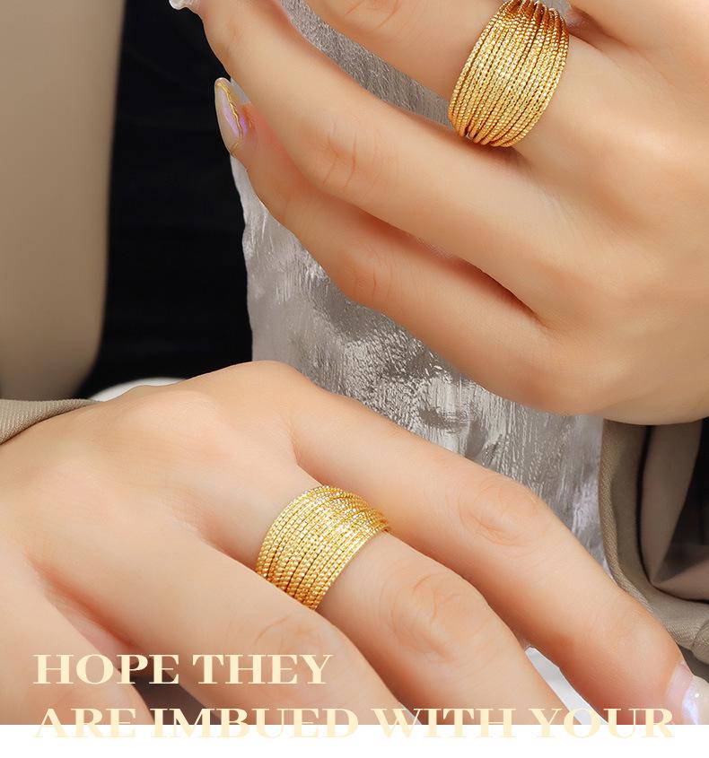 Квадратный сахар Многослойное полукруглое медное кольцо - Европейско-американский дизайн, Женская модная бижутерия