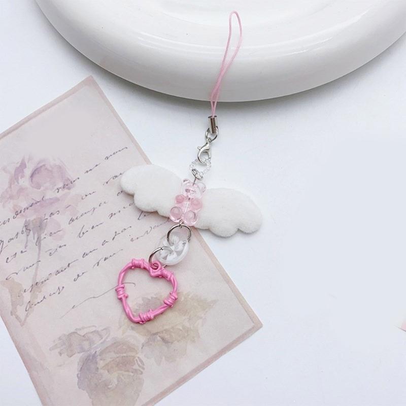 Брелок на шею для телефона с бусинами, ремешок на запястье, бант, сердце, цепочка для телефона, DIY, ручная работа, брелоки-бантики, аксессуар для телефона, рюкзака, камеры