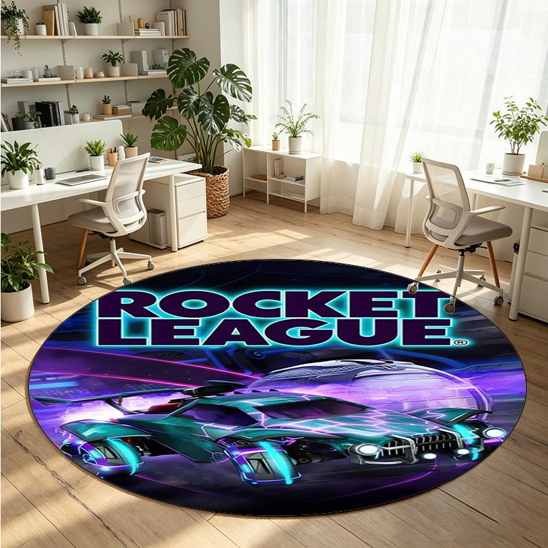 Rocket League Printed Round Crystal Velvet Rug Soft Non Slip Floor Carpet For Bedroom Holiday Gift