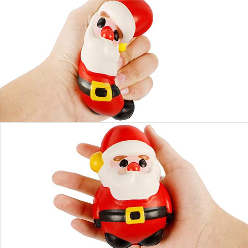 4 Pcs Christmas Slow Rebound Doll Pu Foam Toy Santa Claus Snowman Reindeer Christmas Tree Stress Relief Pinch Music