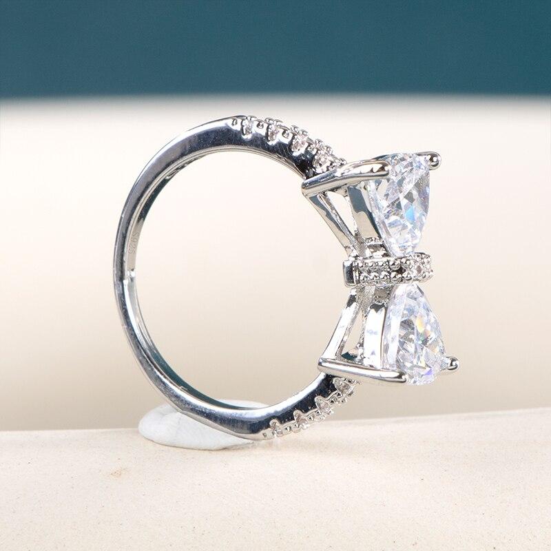 BELLA BOX Роскошные серебряные кольца с бантом для женщин, циркониевые камни в форме сердца, романтические подарки, элегантные аксессуары, повседневное кольцо, хит продаж